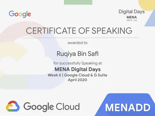 CERTIFICATE OF SPEAKING, Google