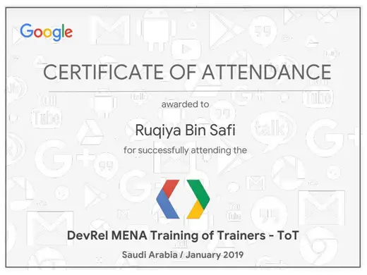DevRel MENA Training of Trainers - ToT, Google