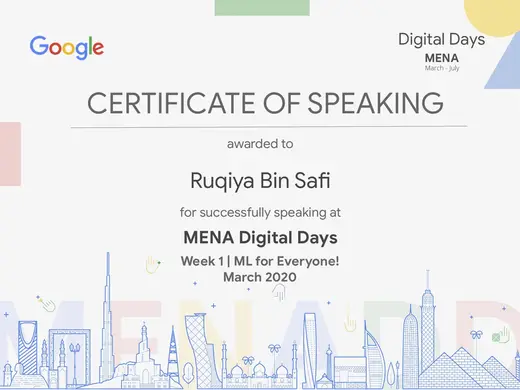 Certificate of Speaking, Google