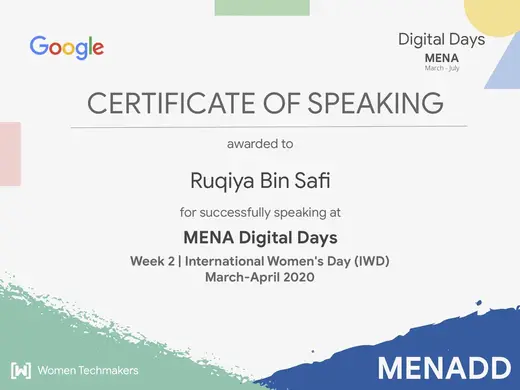 Certificate of Speaking, Google