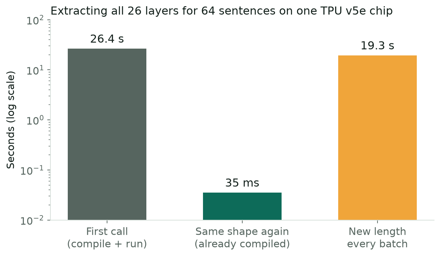 Extraction timing on TPU v5e